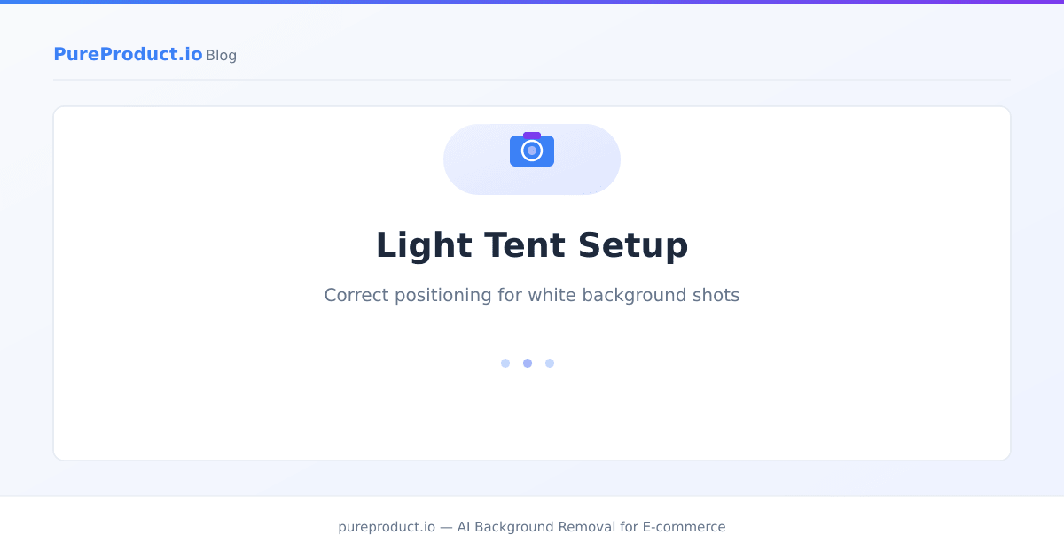 Product photography light tent setup showing correct positioning for white background shots