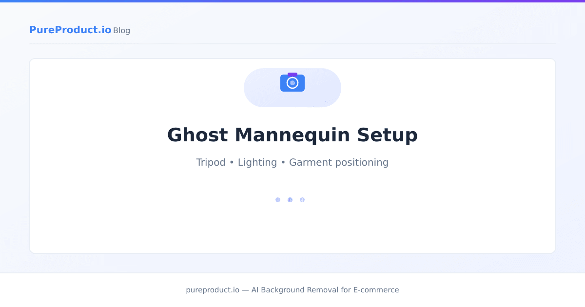 Mannequin photography setup showing tripod, lighting, and garment positioning for ghost mannequin shots